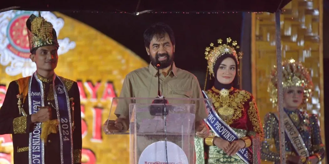 Mualem saat membuka ajang Aceh Perkusi 2025 di kompleks Monumen Samudera Pasai, Gampong Beuringen, Kecamatan Samudera.[Ist]